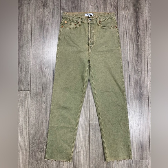 RE/DONE 70s Ultra High Rise Stove Pipe in Washed Sage Sz 27 - Picture 4 of 12